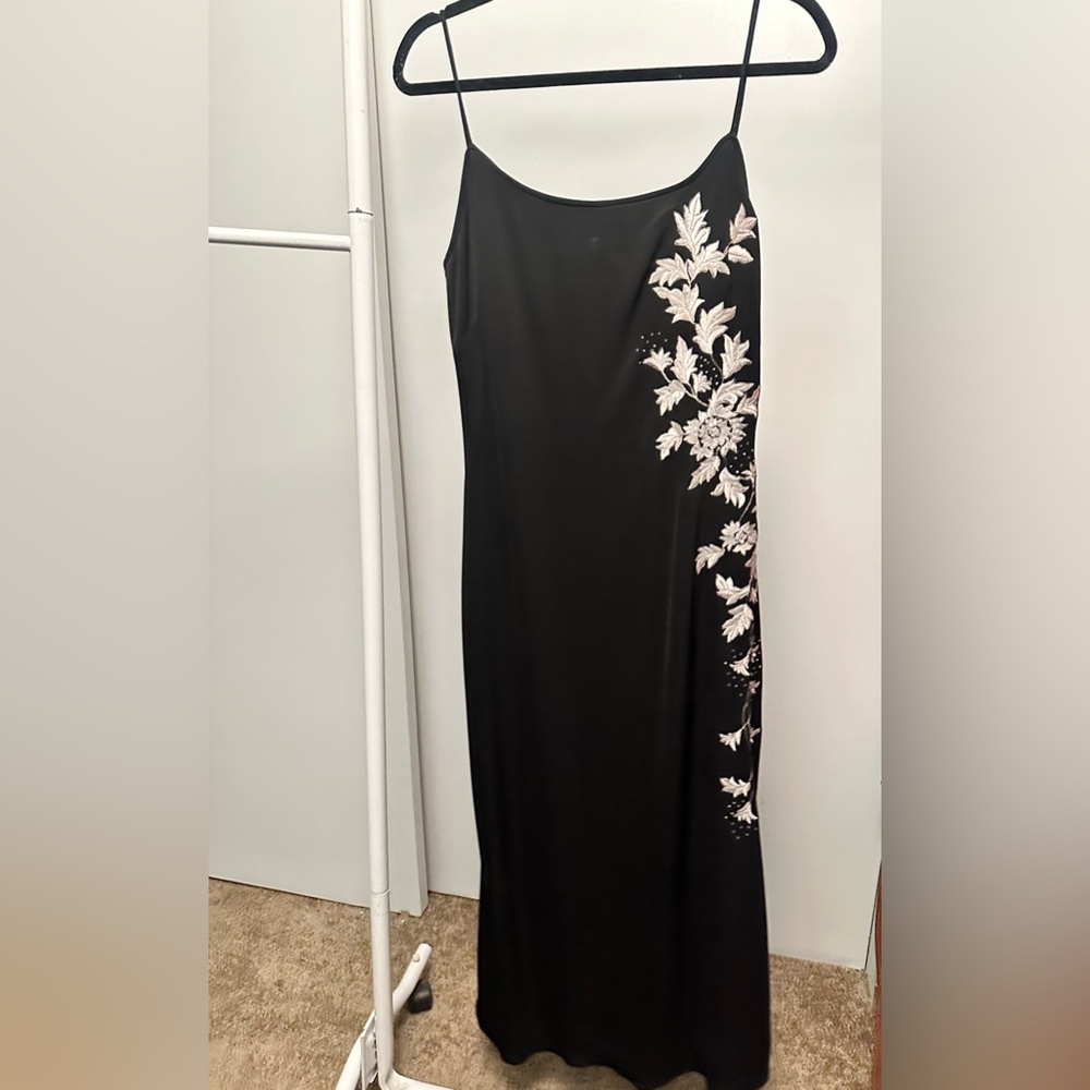 JS Boutique Black Dress with White Floral Design